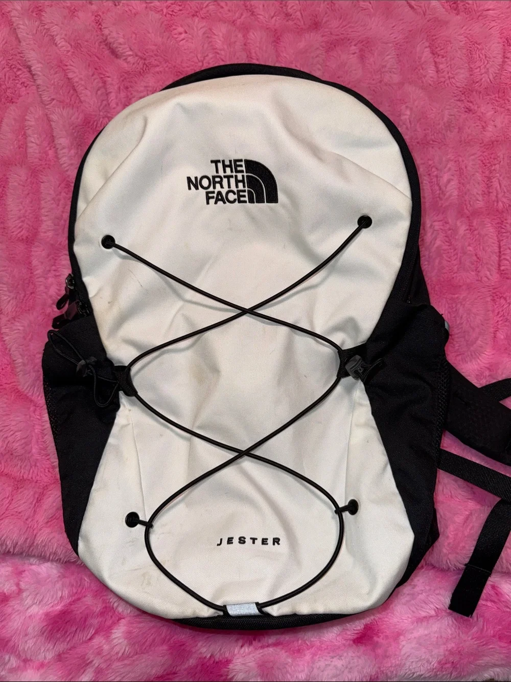 The North Face White & Black Jester Backpack with Front Bungee
